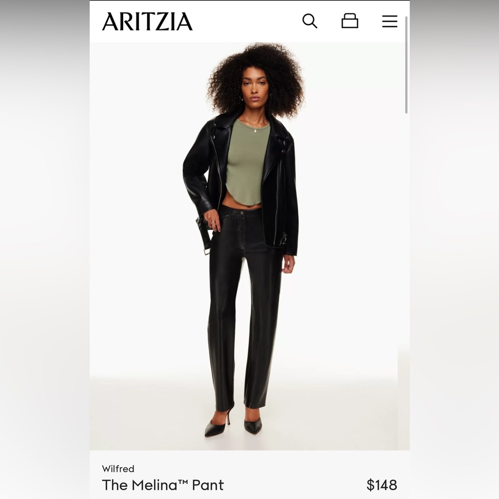 NWT Aritzia Wilfred Melina High-waisted Vegan Leather Straight Leg Pant